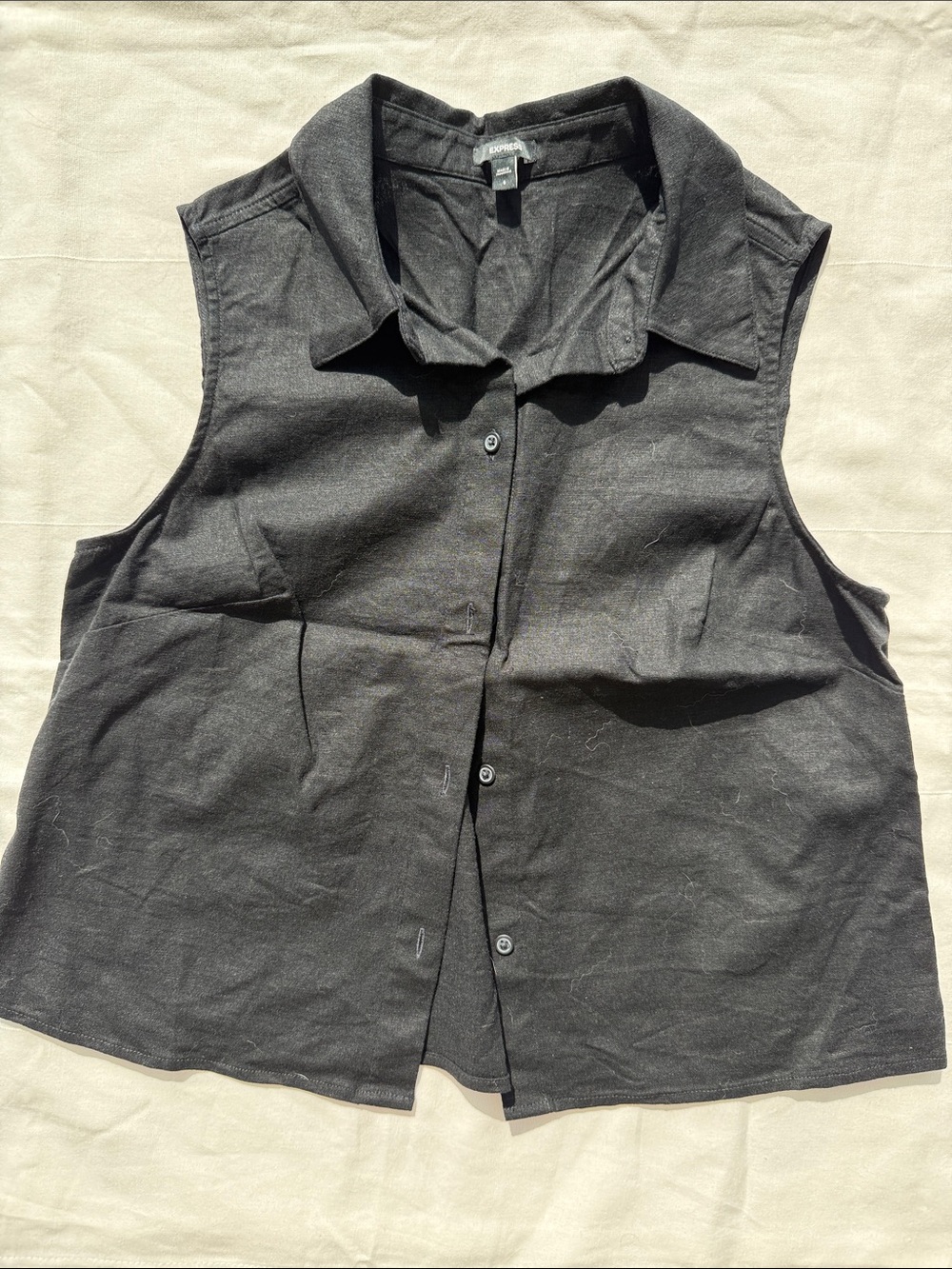 Express Black Sleeveless Button-Down Shirt